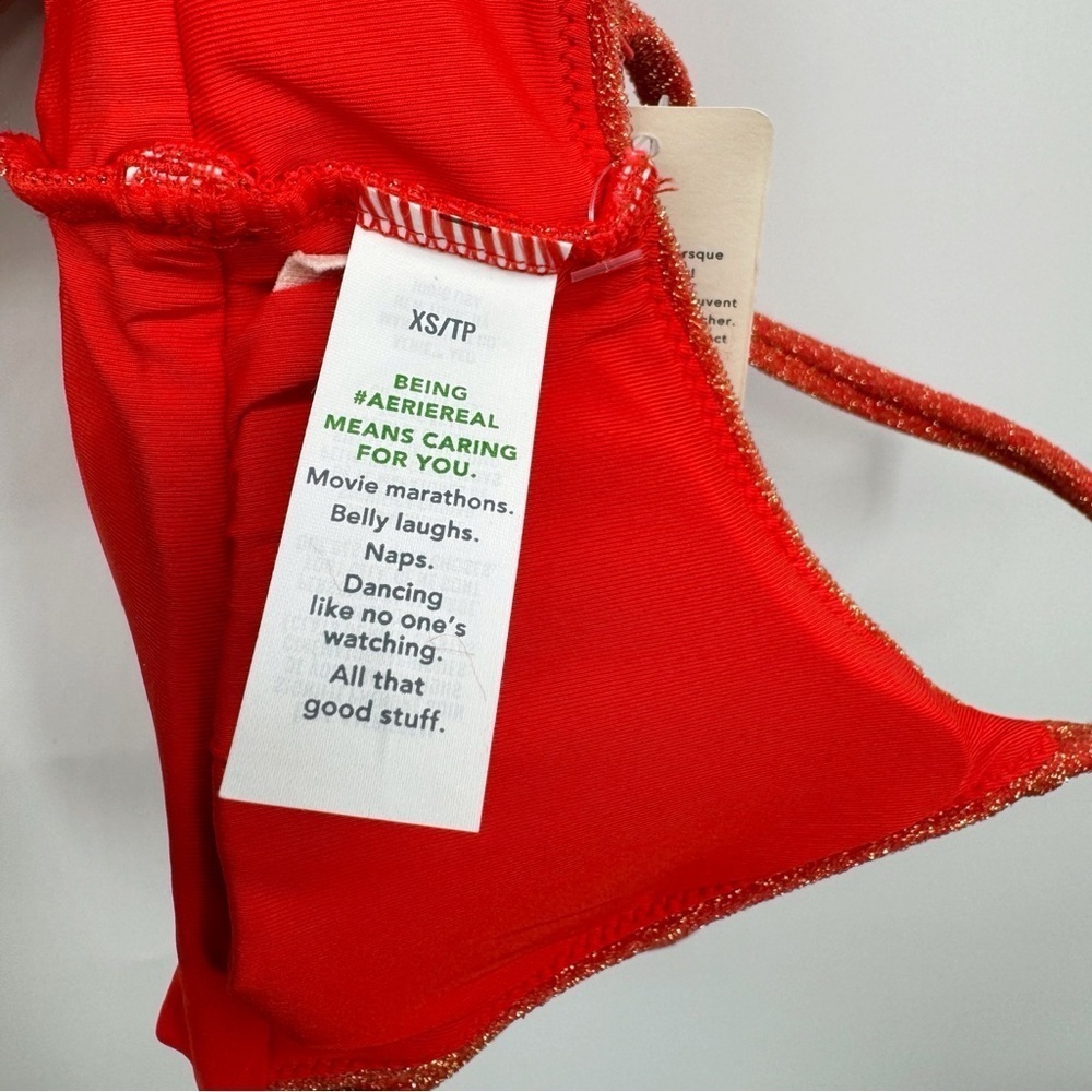 Aerie Orange Gold Sparkle Bikini Top Women’s Size XS Vacation Resort Festival - Picture 6 of 7